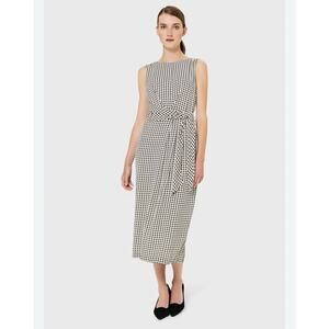 Hobbs London Alana Dogtooth Midi Dress Buttermilk Black Sleeveless Size 4 NWT